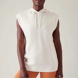 Athleta Sundown Sweatshirt Tank Sleeveless Cream Hoodie Top NWT new size S small